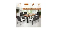 55 Inch Patio Acacia Dining Table with Umbrella Hole