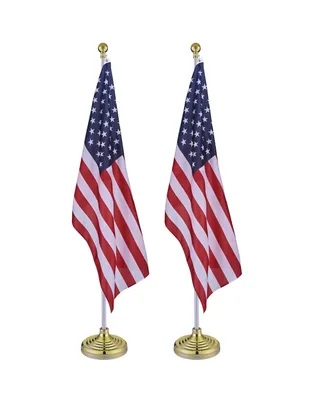 Yescom 2 Pack 8FT Sectional Indoor Flag Pole Kit Aluminum Sliver Pole Ball Topper with 3x5Ft Us Flag & Base Stand