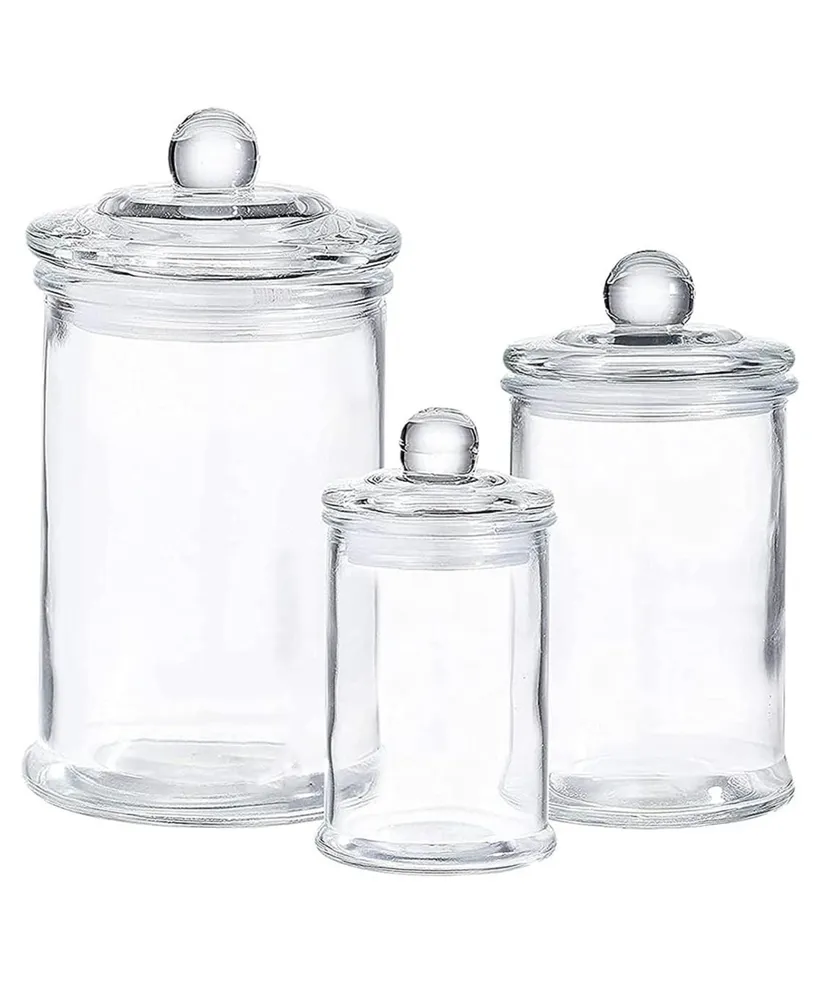 Whole Housewares Glass Apothecary Jars with Lids for Storage and Bathroom Accessories