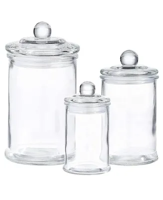 Glass Apothecary Jars with Lids for Storage and Bathroom Accessories