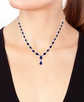 Effy Sapphire (9-1/2 ct. t.w) & Diamond (3/8 ct. t.w.) 18" Lariat Necklace in 14k White Gold