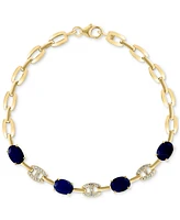 Effy Sapphire (3-3/4 ct. t.w) & Diamond (1/8 ct. t.w.) Mariner Tennis Link Bracelet in 14k Gold