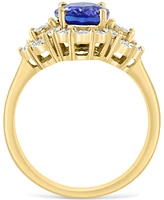 Effy Tanzanite (1-5/8 ct. t.w) & Diamond (1/8 ct. t.w.) Oval Halo Ring in 14k Gold