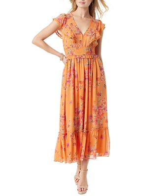 Jessica Simpson Women's Phillipa Floral-Print Ruffled Maxi Dress