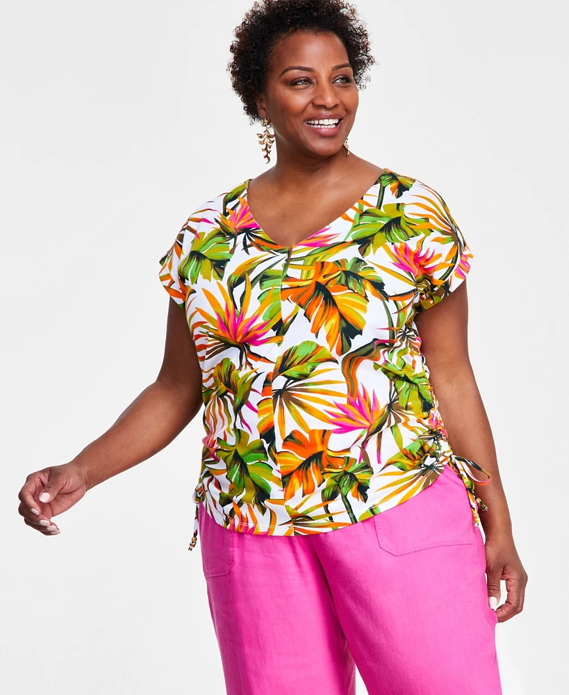 I.n.c. International Concepts Plus Cotton Side-Tie Top, Created for Macy's