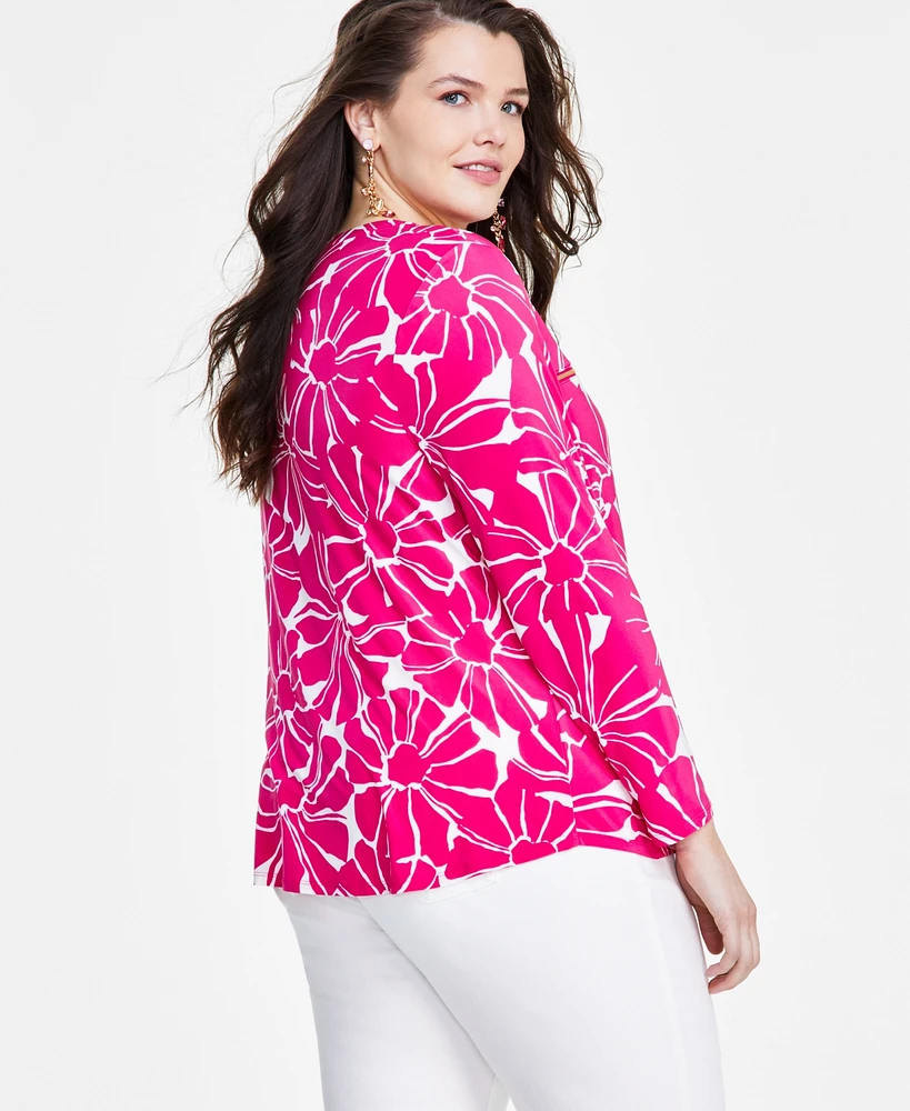 I.n.c. International Concepts Plus Zip-Pocket Top, Created for Macy's