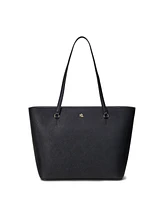 Lauren Ralph Crosshatch Leather Medium Karly Shopper Tote