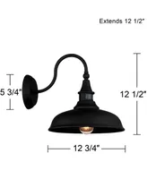 Gough Rustic Industrial Farmhouse Outdoor Barn Light Fixture Set of 2 Texturized Black Dusk To Dawn Motion Sensor Dark Sky 12 1/2" for Exterior House