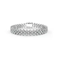 Stylish White Gold Plated Cubic Zirconia Three Row Bracelet