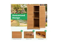 Outdoor Wooden Garden Tool Storage Cabinet