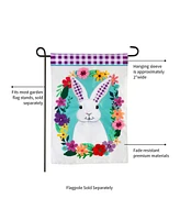 Evergreen Gingham Bunny Garden Applique Flag 12.5 x 18 Inches Indoor Outdoor Decor