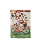 Fall Bicycle Garden Suede Flag