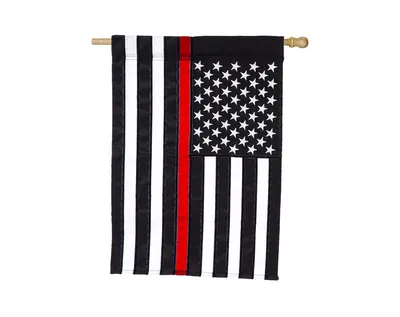 Evergreen Flag Thin Red Line House Applique Flag