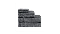 Home Outfitters 100% Cotton 6 Piece Jacquard Bath Towel Set , Absorbent, Bathroom Spa Towel, Casual