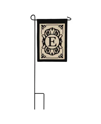 Evergreen Flag Cambridge Chic Letter E Monogram Applique Garden Flag - 12.5" Wide x 18" High