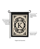 Evergreen Flag Cambridge Chic Letter K Monogram Applique Garden Flag - 12.5" Wide x 18" High