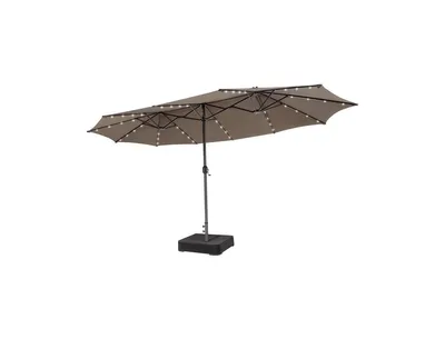Slickblue Double-Sided Patio Umbrella with 48 Led Lights for Evening Outdoor Shade