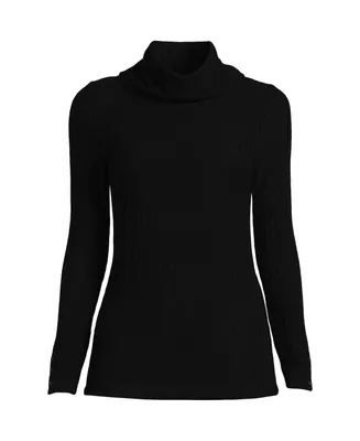 Lands' End Women's Long Sleeve Wide Rib Cowl Neck Tee