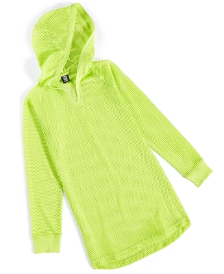 Id Ideology Big Girls Mesh Long-Sleeve Hooded Cover-Up, Created for Macy's