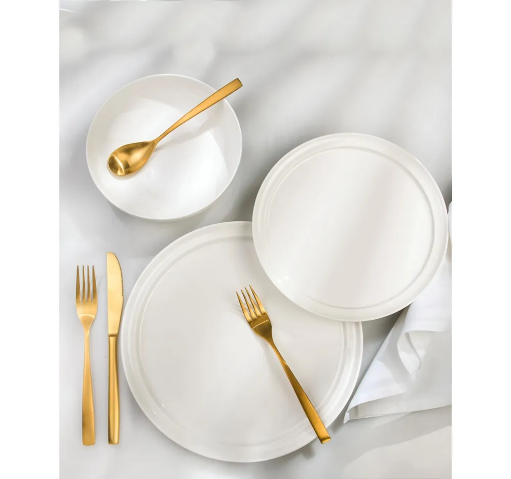Euro Ceramica Lafayette St. 12 Pc Fine Bone China Dinnerware Set, Service for 4