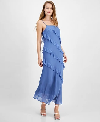 Lucy Paris Women's Daria Bias-Ruffled Maxi Slip Dress