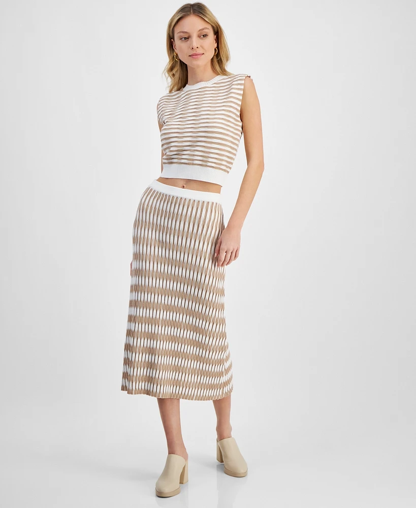 Lucy Paris Women's Newport Striped Knit Midi Skirt