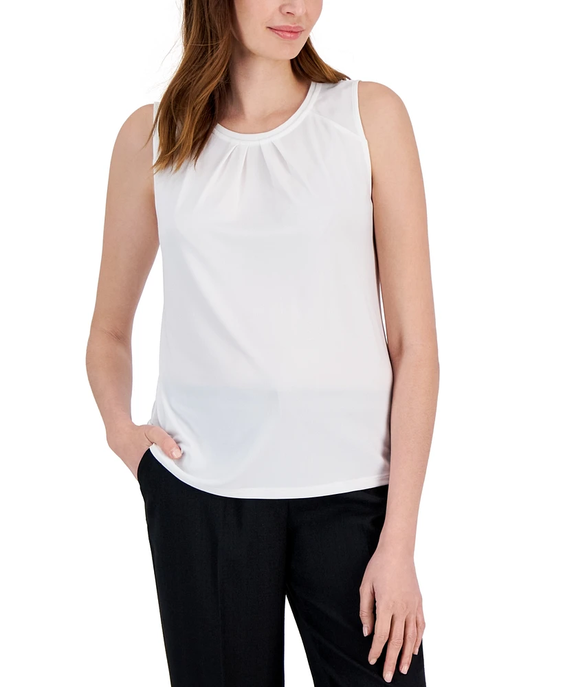 Kasper Women's Pleat-Neck Sleeveless Top