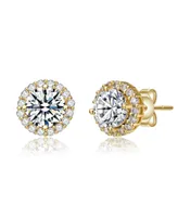 Elegant Round Stud Earrings with Clear Cubic Zirconia