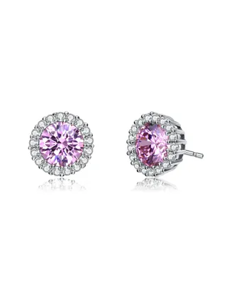 Elegant Round Stud Earrings with Clear Round Cubic Zirconia