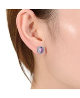 Elegant Round Stud Earrings with Clear Round Cubic Zirconia