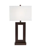 Marshall Modern Industrial Table Lamp 30 1/2" Tall Bronze Brown Open Metal White Rectangular Shade for Bedroom Living Room House Bedside Nightstand Ho