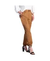 Women's Poplin Cargo Pants with Bungee Cord Hem