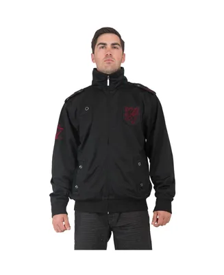 Men's Black Poly Burgundy Embroidery Patches Performance Track Jacket