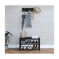 Solid Pine Wood 3-Tier Entryway Shoe Rack Bench With Metal Mesh Shelves, For Entryway, Mudroom, Or Bedroom, And More!