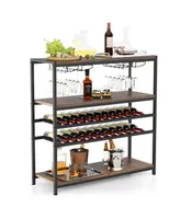 Sugift 5-tier Wine Rack Table with Glasses Holder