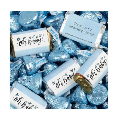 131 Pcs Blue Boy Baby Shower Candy Party Favors Oh Baby Hershey's Miniatures & Blue Kisses (1.65 lbs, Approx. 131 Pcs)