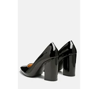 Kamira Patent Faux Leather Block Heel Pumps