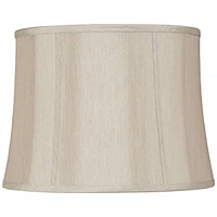 Taupe Medium Softback Round Lamp Shade 14" Top x 16" Bottom x 12" High (Spider) Replacement with Harp and Finial - Springcrest