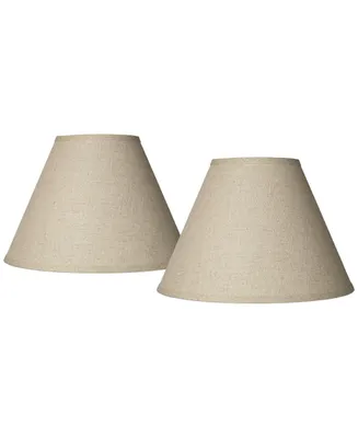 Set of 2 Empire Lamp Shades Fine Burlap Medium 6.5" Top x 15" Bottom x 10.75" Slant x 10" High Spider with Replacement Harp and Finial Fitting
