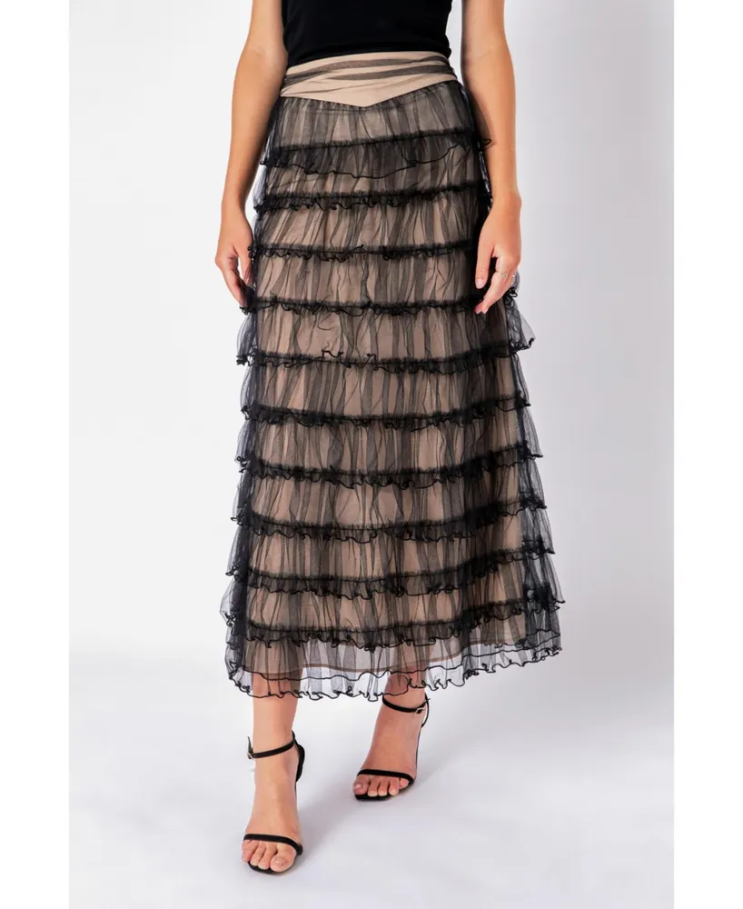 Women's Layered Tulle Midi Skirt