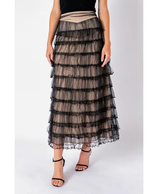 Women's Layered Tulle Midi Skirt