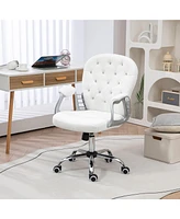 Vinsetto Button Tufted Home Office Chair with Adjustable Height Armrests