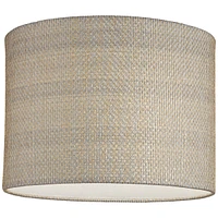 Gray and Gold Plastic Weave Medium Drum Lamp Shade 15" Top x 15" Bottom x 11" High (Spider) Replacement with Harp and Finial - Springcrest