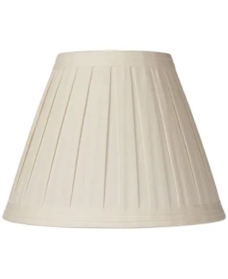 Creme Linen Medium Box Pleat Lamp Shade 7" Top x 14" Bottom x 11" High (Spider) Replacement with Harp and Finial - Springcrest