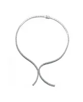 Sterling Silver White Gold Plated Cubic Zirconia Double Tennis Necklace