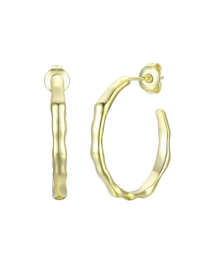 Stylish 14K Gold Plated Open Hoop Earrings