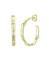Stylish 14K Gold Plated Open Hoop Earrings