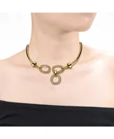 14k Yellow Gold Plated Modern Triple Mesh Drop Open Collar Choker Necklace