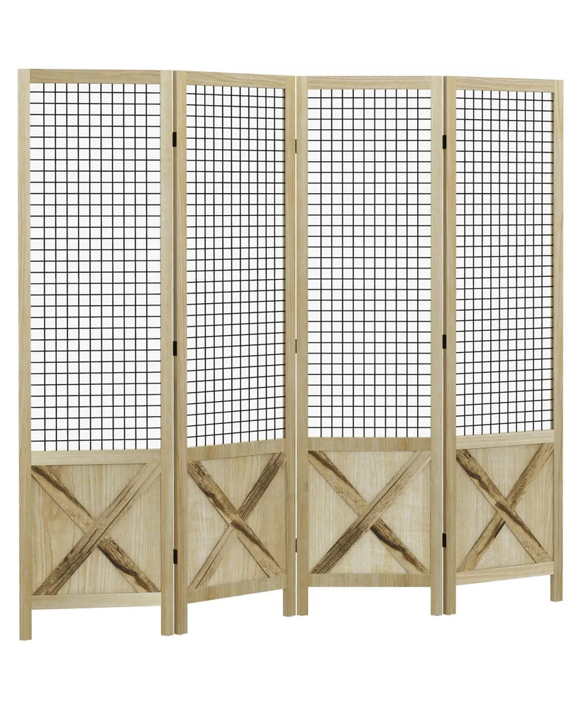 Homcom 4.7' 4 Panel Room Divider, Indoor Privacy Screens for Home, Natural