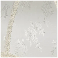 6" Top x 17" Bottom x 11" High x 12" Slant Lamp Shade Replacement Large Cream White Dome Traditional Fabric Fringe Floral Scalloped Spider Harp Finial